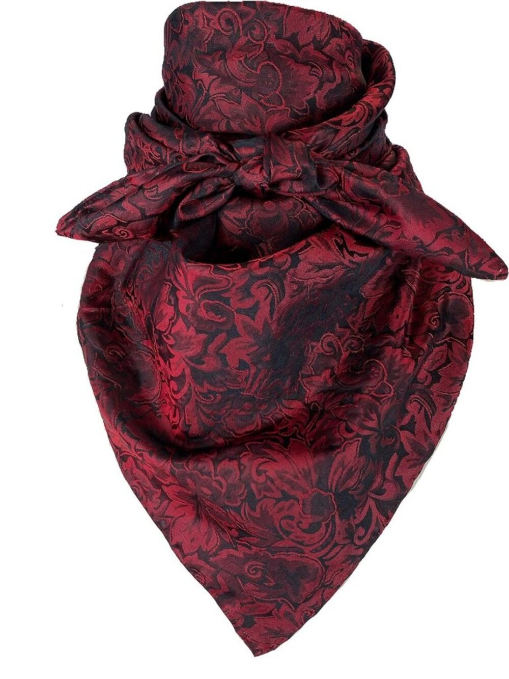 Elegant 34" Silk Western Cowboy Wild Rag Scarf - Jacquard Baroque Design